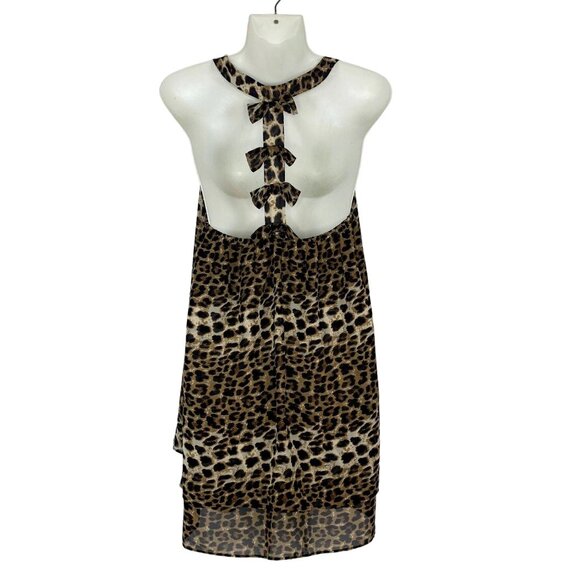 In Bloom L T-Back Chiffon Tank Top Animal Print Scoop Neck Sleeveless Tulip Back - Picture 10 of 11